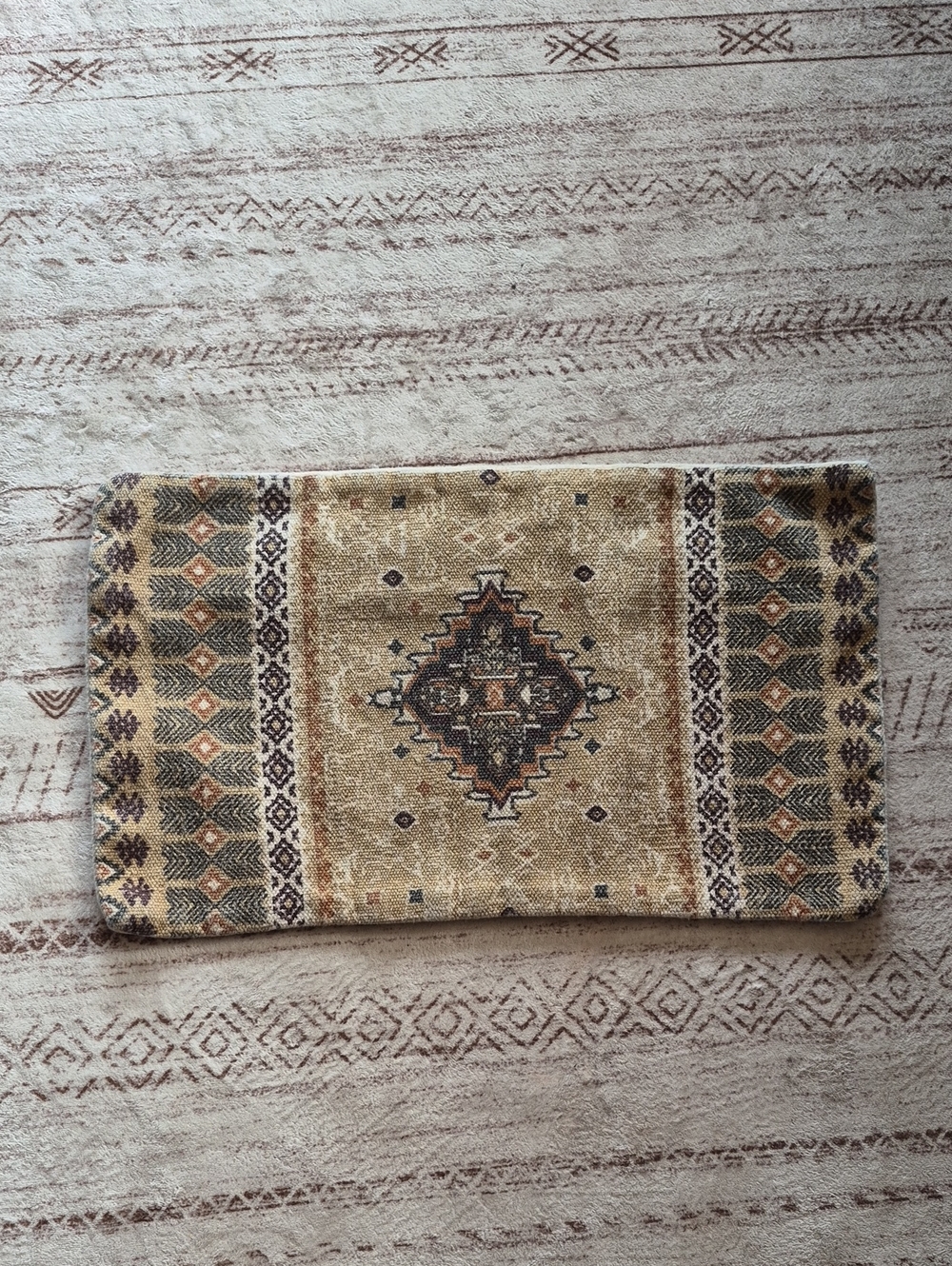 Source Unknown Beige and Brown Geometric Accent Pillow COVER